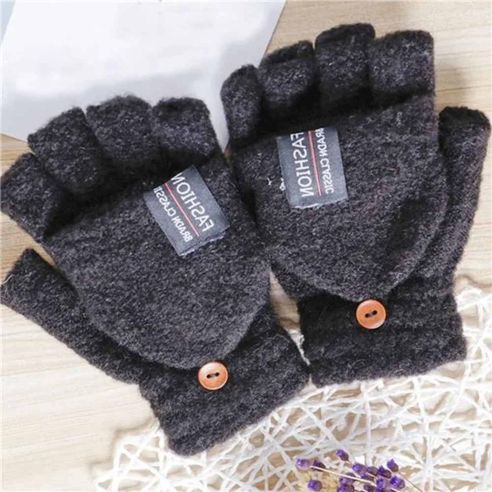 6 Pairs Unisex Winter Gloves with Mittens Cover Cap Knitted Convertible Gloves